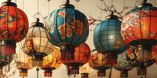 Happy new year Chinese lantern background