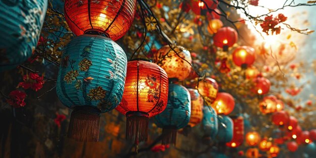 Happy new year Chinese lantern background