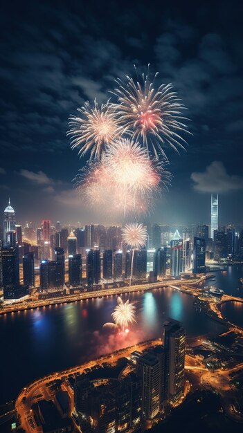 chinese new year city fireworks
