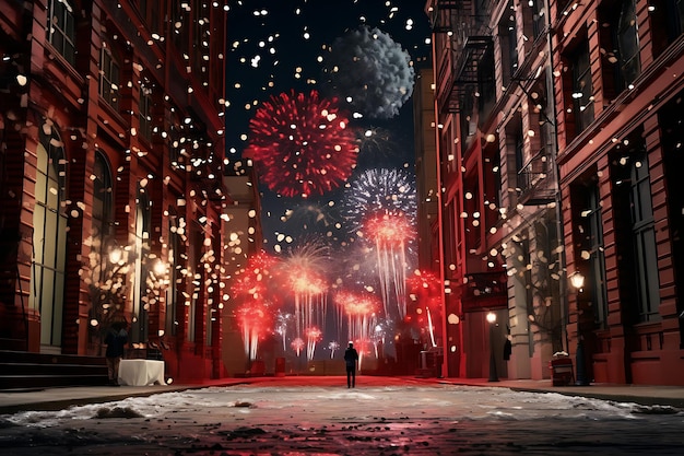 Photo happy new year concept with fireworks