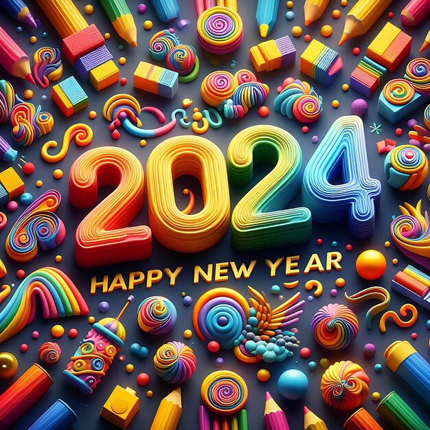 Premium Photo Happy New Year Day 2024 Generative ai