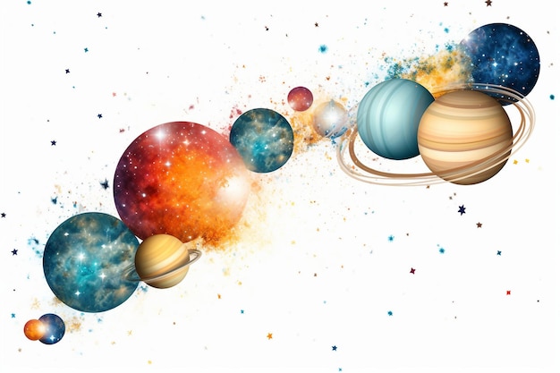 A Happy New Year Design with Stars and Planets