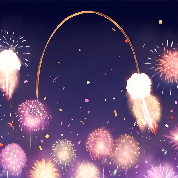 Happy new year fireworks confetti background images collections cute wallpapers ai generated