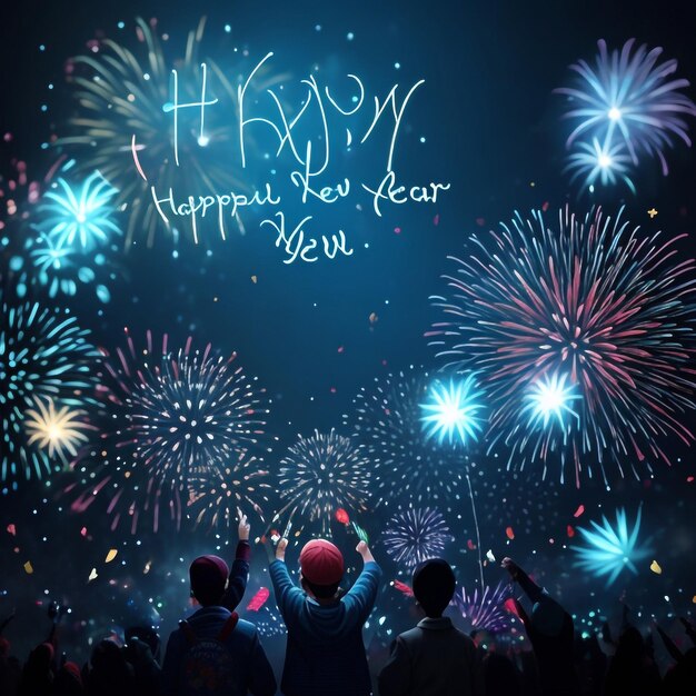 Happy new year fireworks confetti background images collections cute wallpapers ai generated