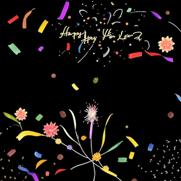 祝你新年快樂 煙花 紅花 背景圖片 收藏 可愛的壁紙
