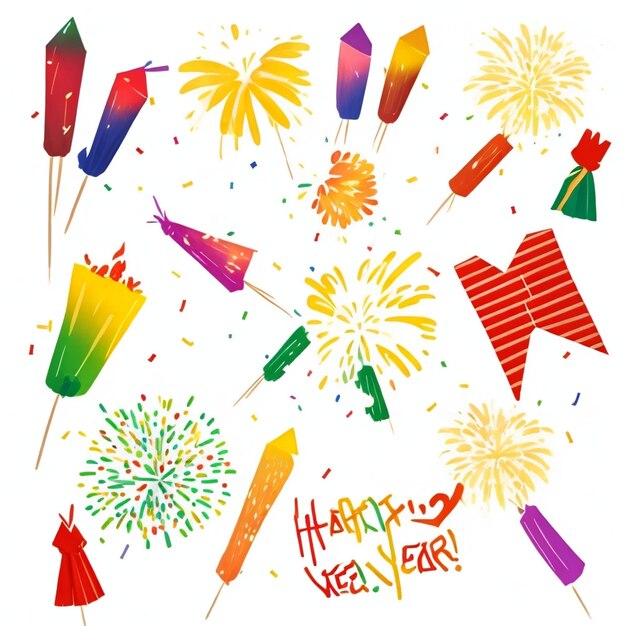 Photo happy new year fireworks confetti background images collections cute wallpapers ai generated