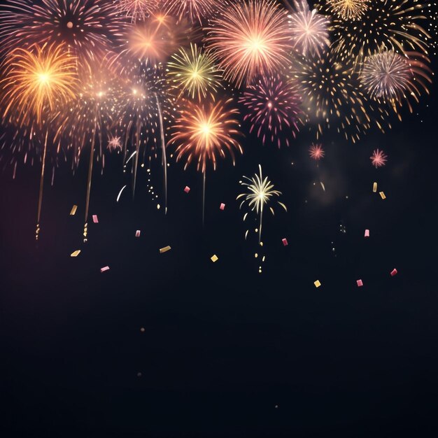 Photo happy new year fireworks confetti background images collections cute wallpapers ai generated