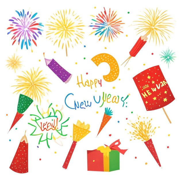 Photo happy new year fireworks confetti background images collections cute wallpapers ai generated