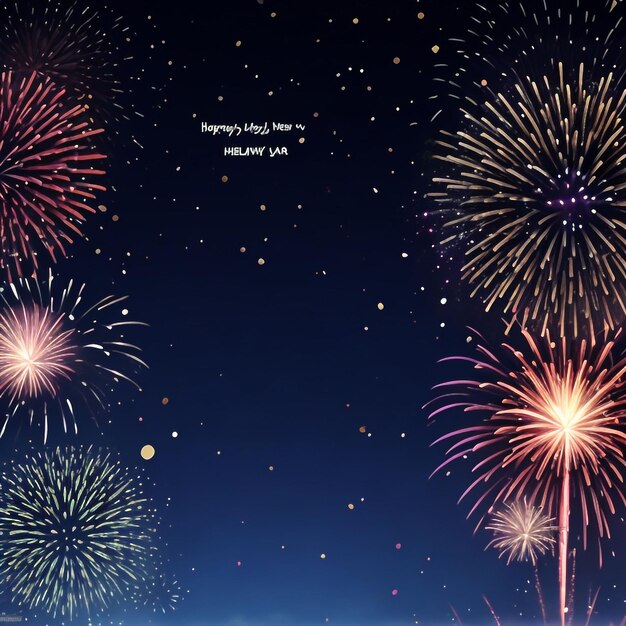 Happy new year fireworks confetti background images collections cute wallpapers ai generated