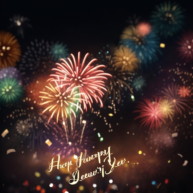 Photo happy new year fireworks confetti background images collections cute wallpapers ai generated