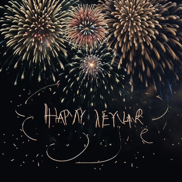 Photo happy new year fireworks confetti background images collections cute wallpapers ai generated