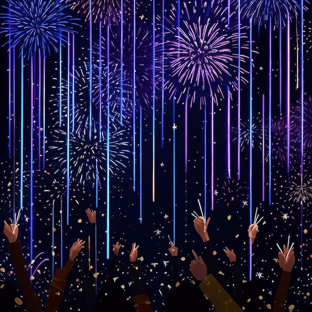Buon anno nuovo fuochi d'artificio confetti immagini di sfondo collezioni di carte da parati carine ai generate