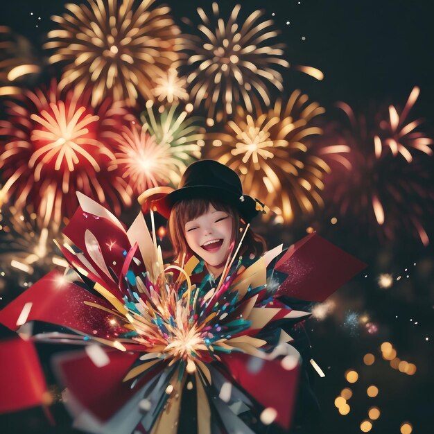 Happy new year fireworks confetti background images collections cute wallpapers ai generated