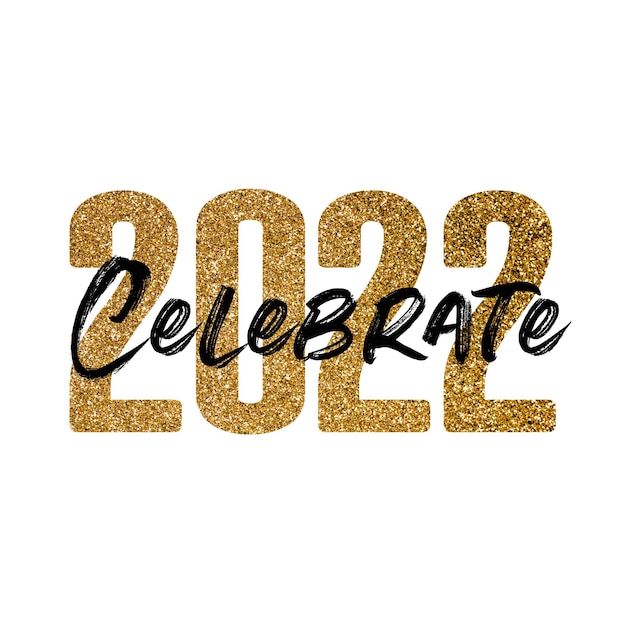 Photo happy new year  gold glitter celebration text background