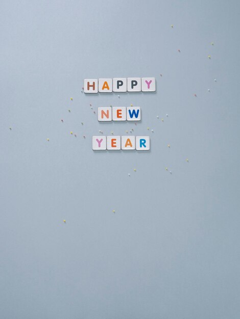 Happy new year, Grey vertical background for flyer, poster, banner, web, header, social media with space for text.