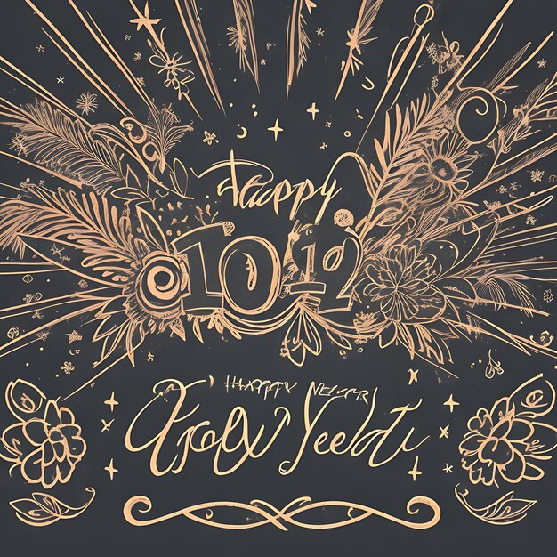 Photo happy new year hand drawn background