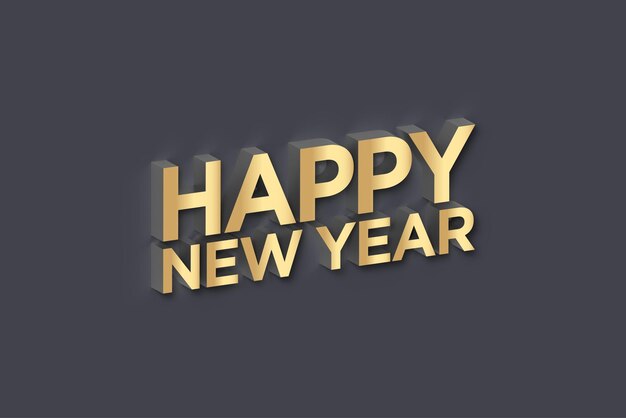 Photo happy new year lettering in gold lettering. holiday greeting card. abstract illustration in 3d