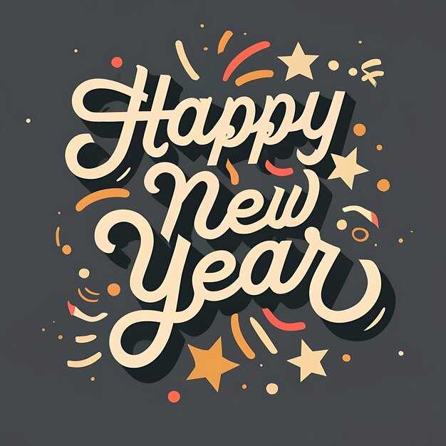 Photo happy new year lettering with typography illustration happy new year 2024 banner ai generative