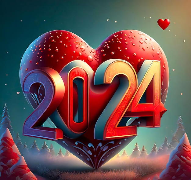 Photo happy new year love 2024 ai generator