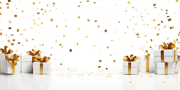 새해 축하와 크리스마스 축하 하 선물 상자 금색 활과 린 Generative Ai