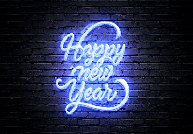 Photo happy new year neon light 1