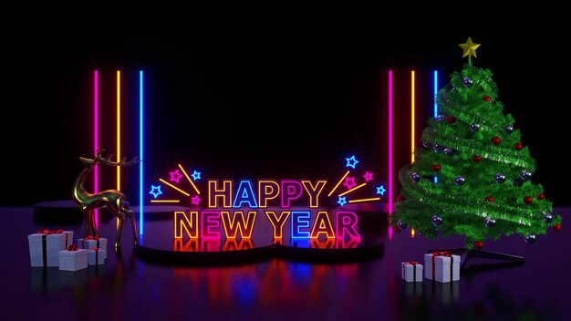 Photo happy new year neon