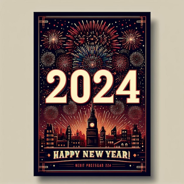 Photo happy new year poster design happy new year banner design new year 2024 poster