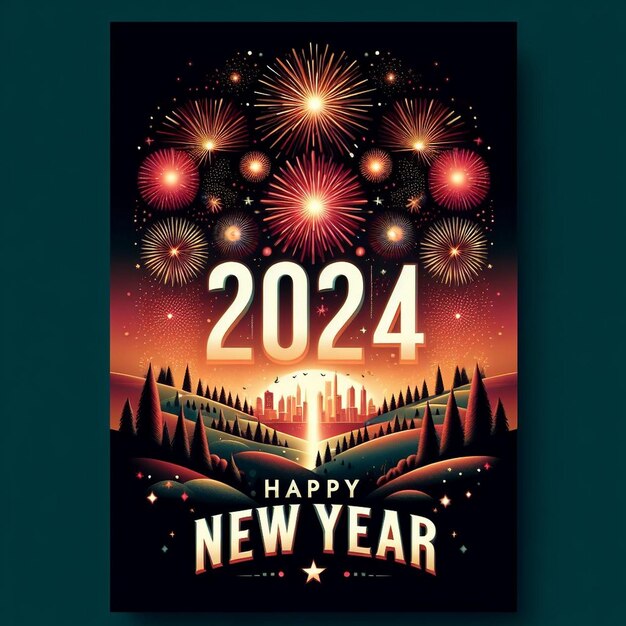 Photo happy new year poster design happy new year banner design new year 2024 poster