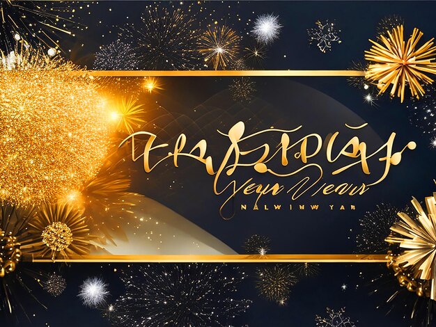 Photo happy new year realistic background banner design free download