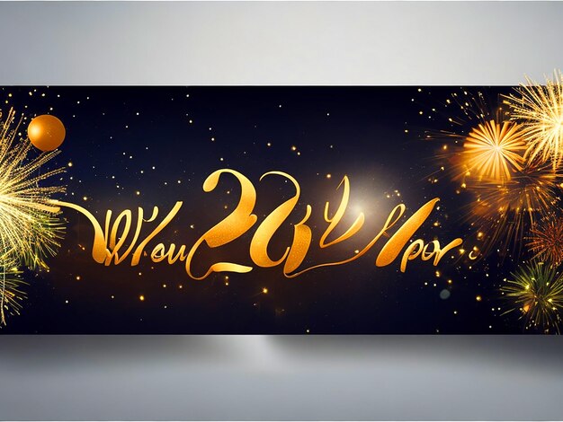 happy new year realistic background banner design free download