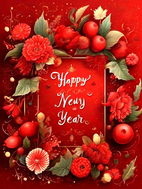 Photo happy new year red celebration generated by ai