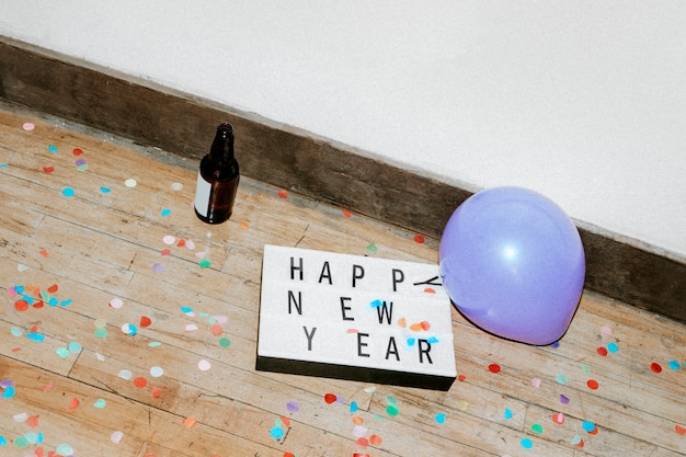 Happy new year sign at a party