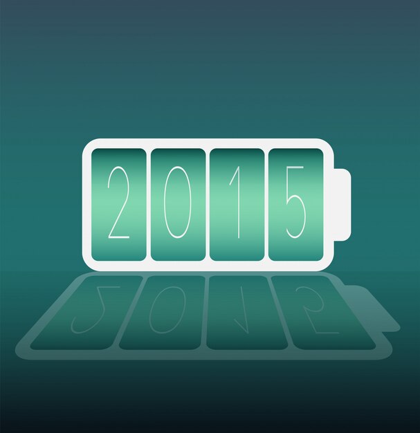 Photo happy new year vector with 2015 battery