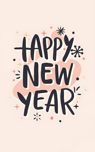 Photo happy new year with clipart typography illustration