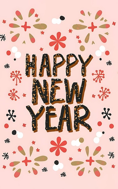 happy new year with clipart typography illustration