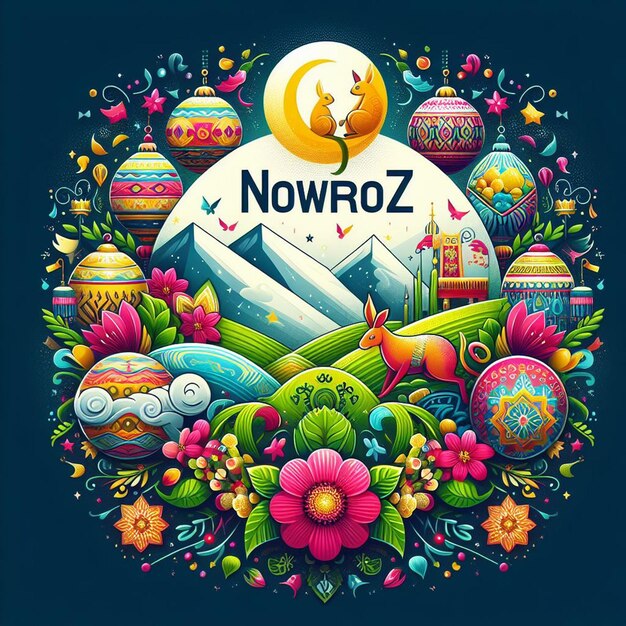 happy nowruz Poster flyer banner en nowruz achtergrond