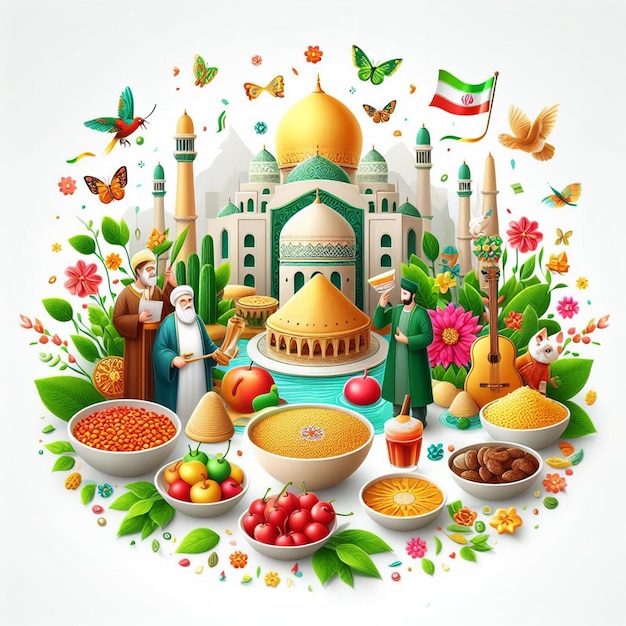 happy nowruz плакат флаер баннер и nowruz фон