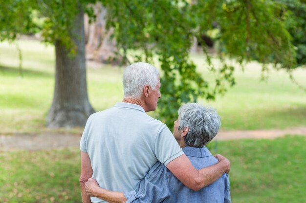 Happy old couple smiling 