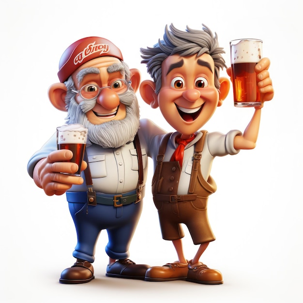 happy old and young men drinking beer