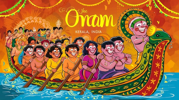 happy onam celebration with abstract vector illustration design