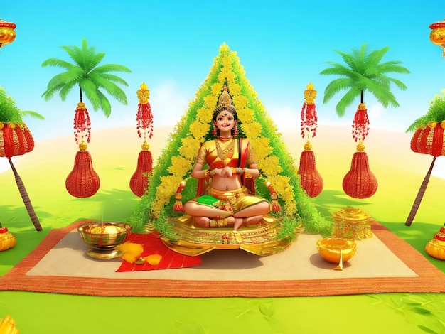 Happy onam festival of south india kerala holiday background ai generated