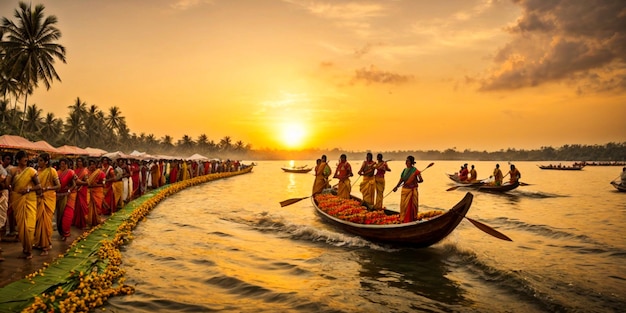 Счастливая гонка на лодках в Керале