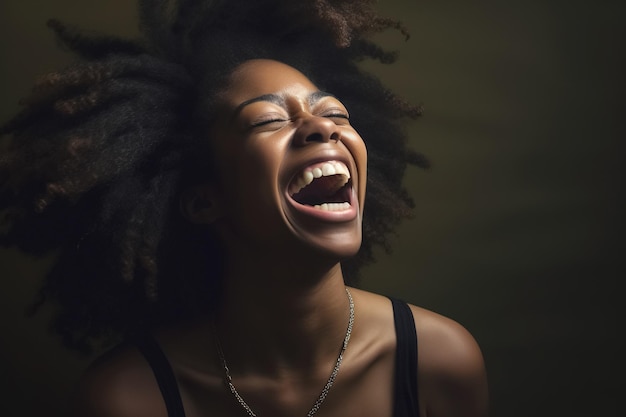 Happy optimistic african american woman laughing Generative Ai