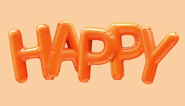 happy orange foil balloon