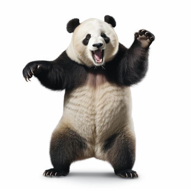 Счастливая панда на белом фоне, созданная AI Изображение