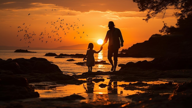 Happy_parent_with_child_in_nature_by_the_sea_silhouet