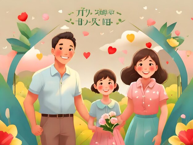 Счастливого дня родителей Иллюстрационное изображение Фотография ИИ генерирует изображение