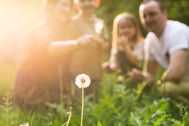 Happy parents with child in nature