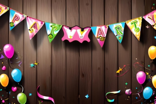 Photo happy party background on wood