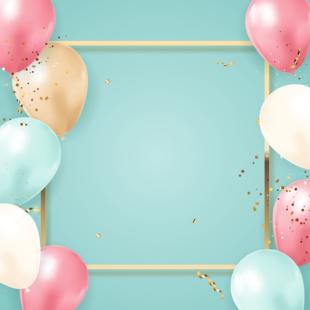 Happy Party Birthday achtergrond met realistische ballonnen